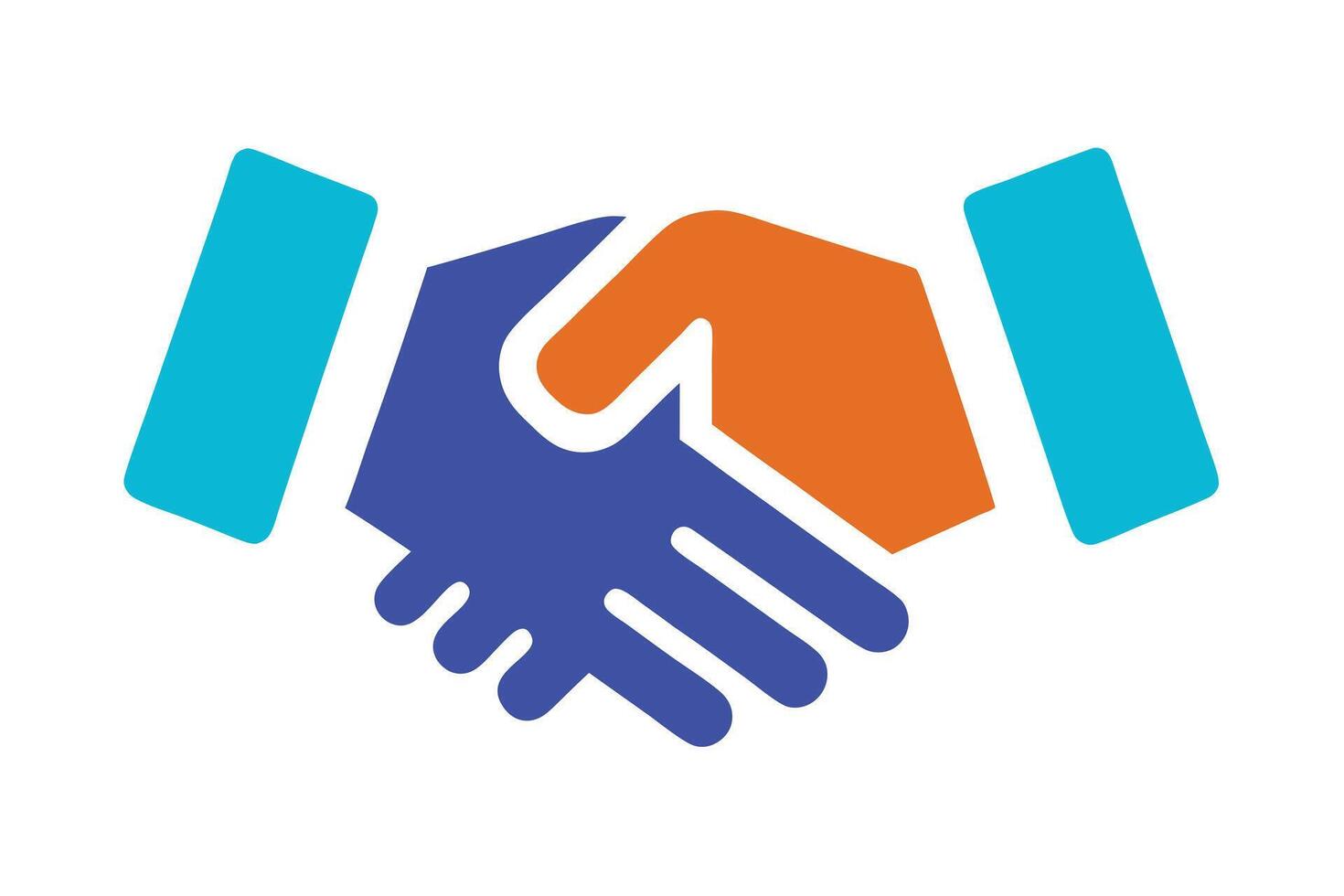 Colorful Flat Design Handshake Logo on White Background Partnership vector