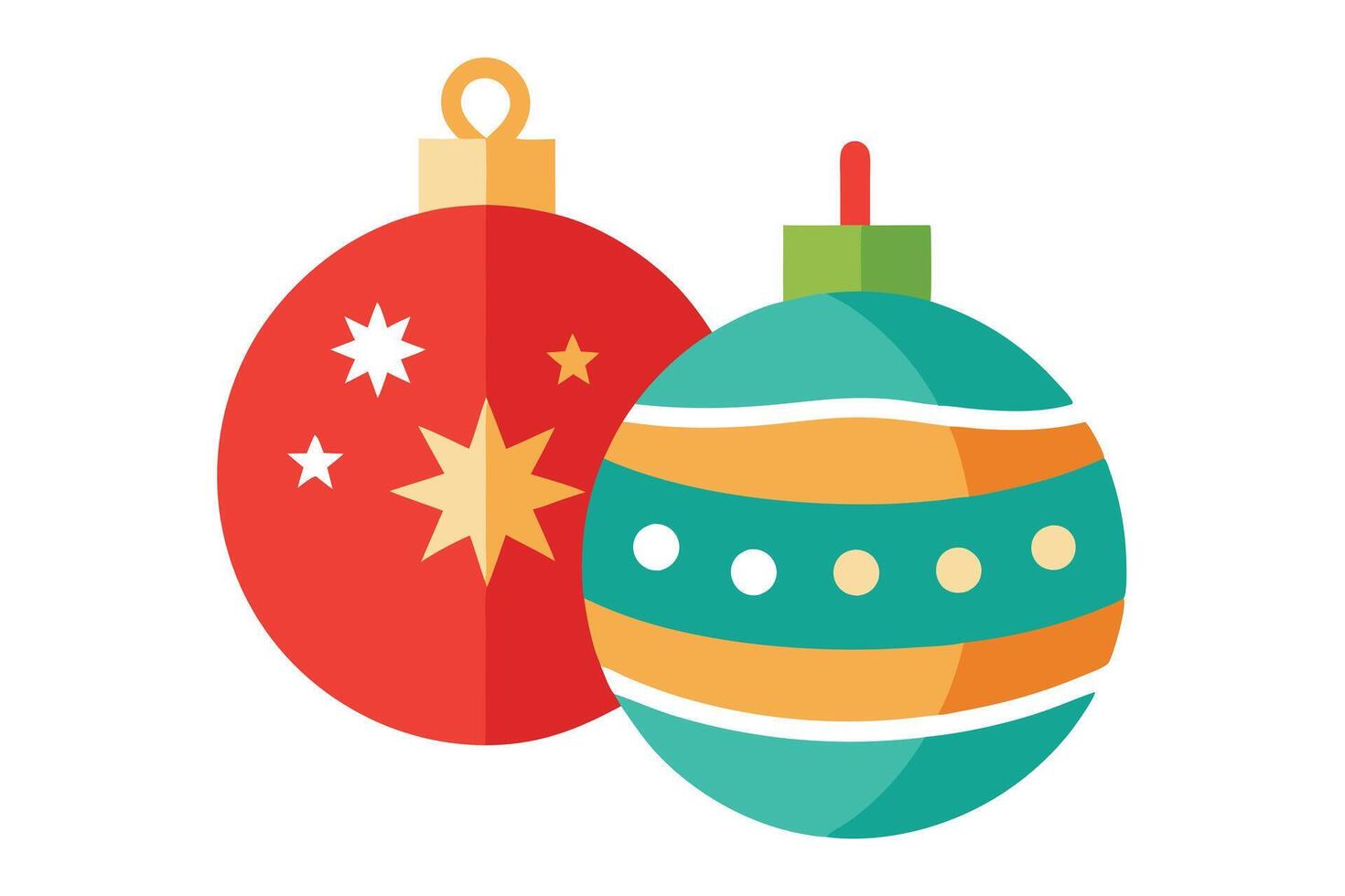 Two Flat Design Baubles with Stars and Stripes on a White Background vector