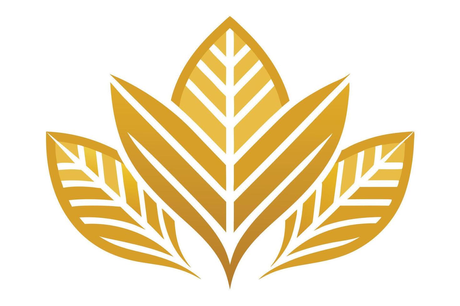 Gold Leaves with Veins on White Background, Elegant Plant Design vector