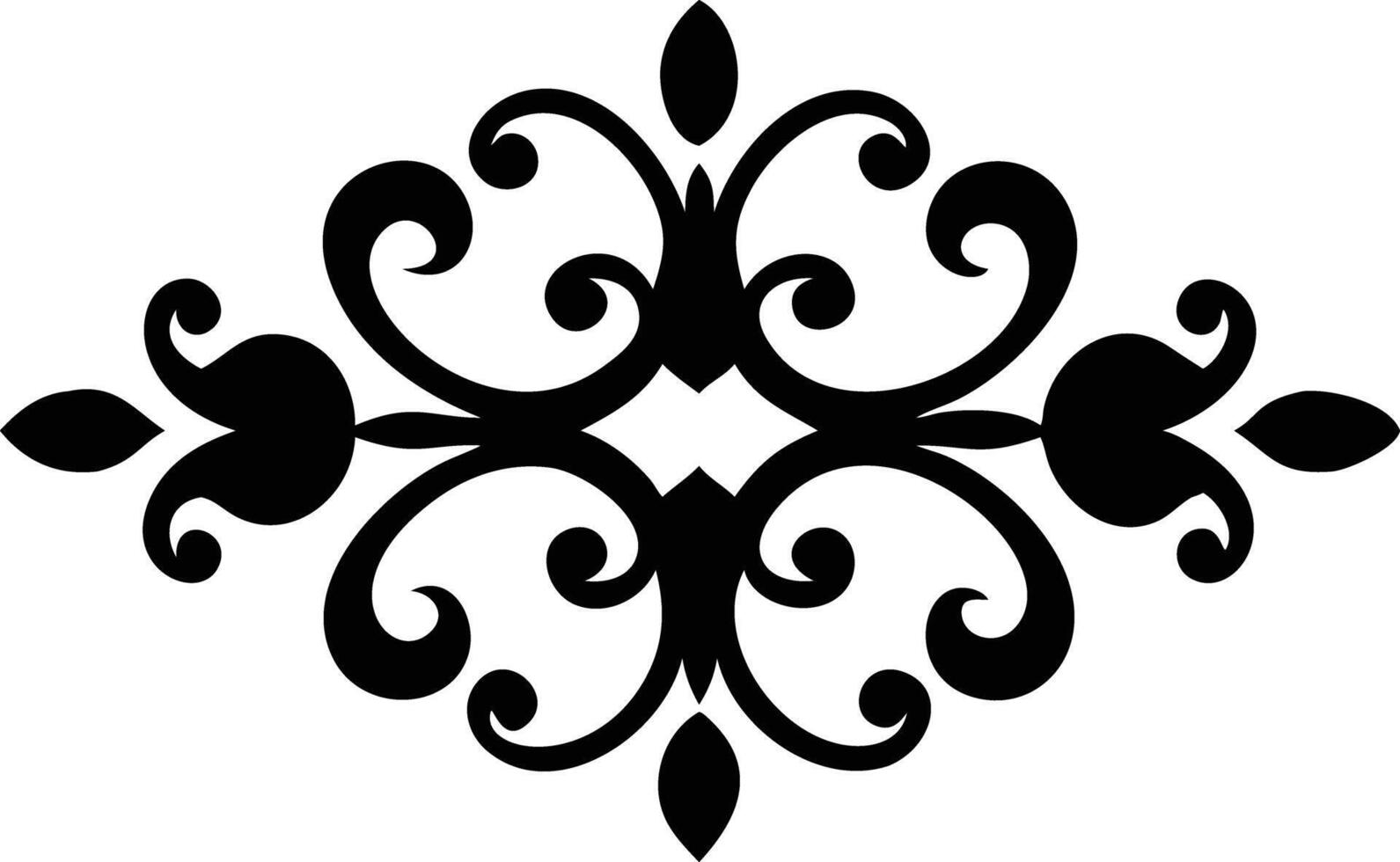 Symmetric Floral Flourish Design in Black with Elegant Swirls on White Background vector