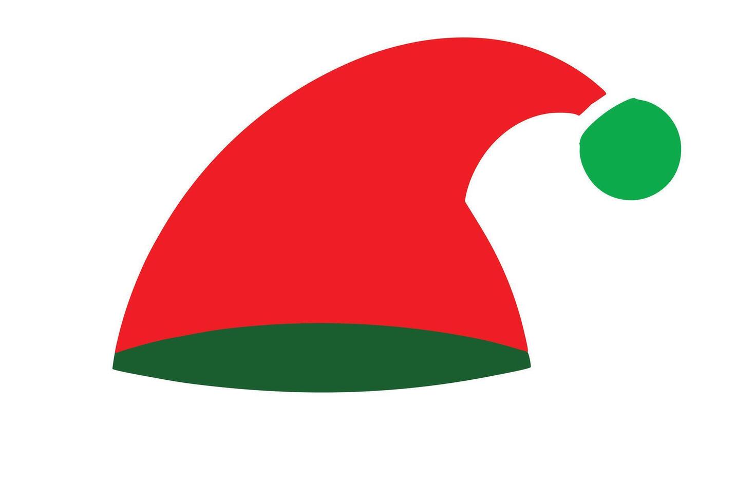 Red Hat with Green Details and Ball on White Background Holiday Accessory vector