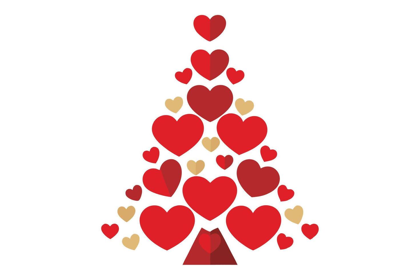 Heart Shaped Valentines Arrangement, Red Hearts Grouped on White Background Design vector