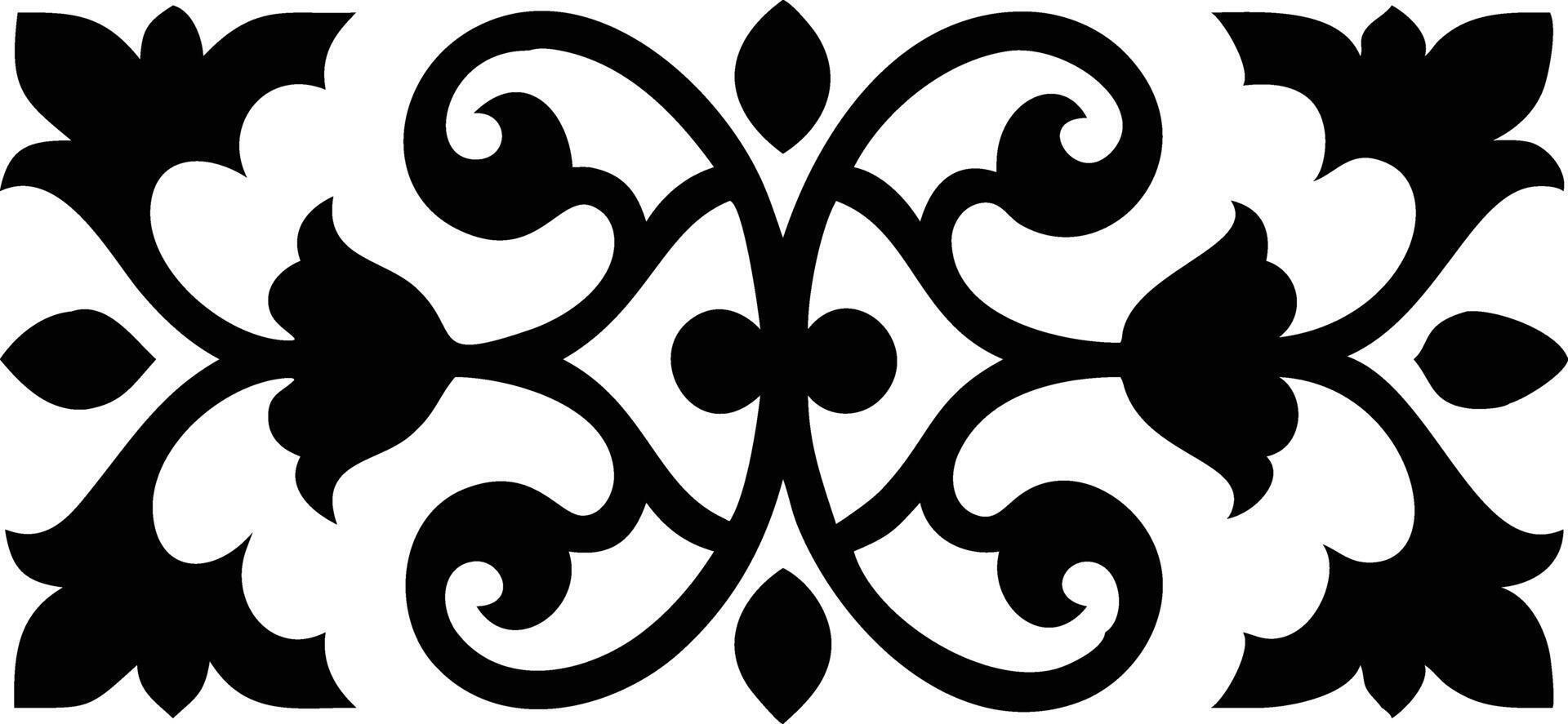 Elegant Black Floral Ornament with Swirls and Leafs on White Background for Design Use vector