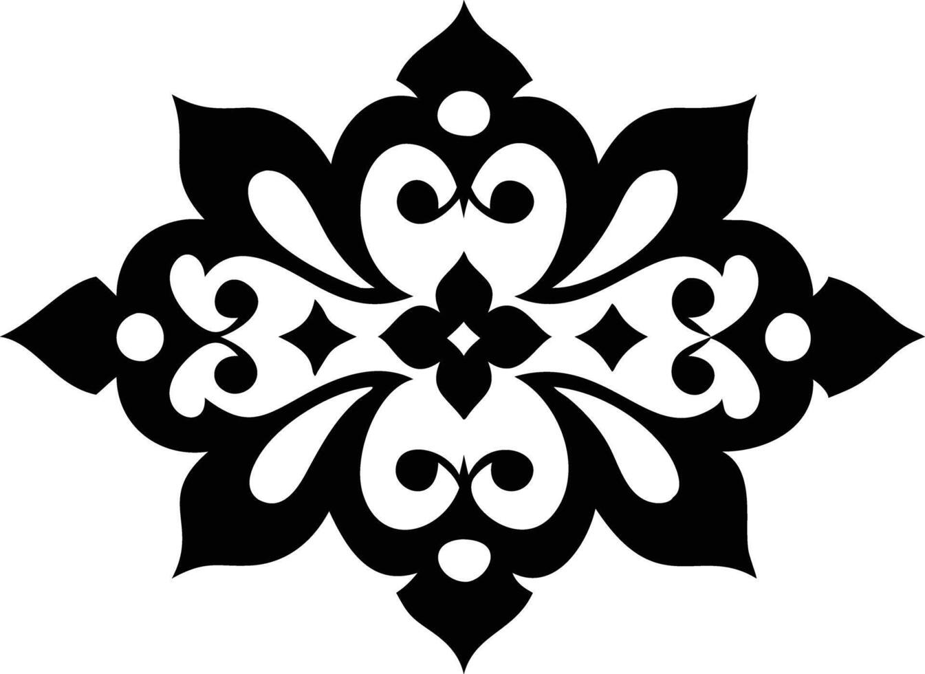 Ornamental Floral Design in Black and White Pattern on White Background vector