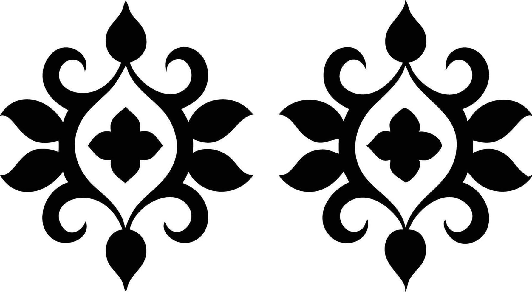 Symmetrical Floral Ornaments with Quatrefoil, Isolated on White Background vector