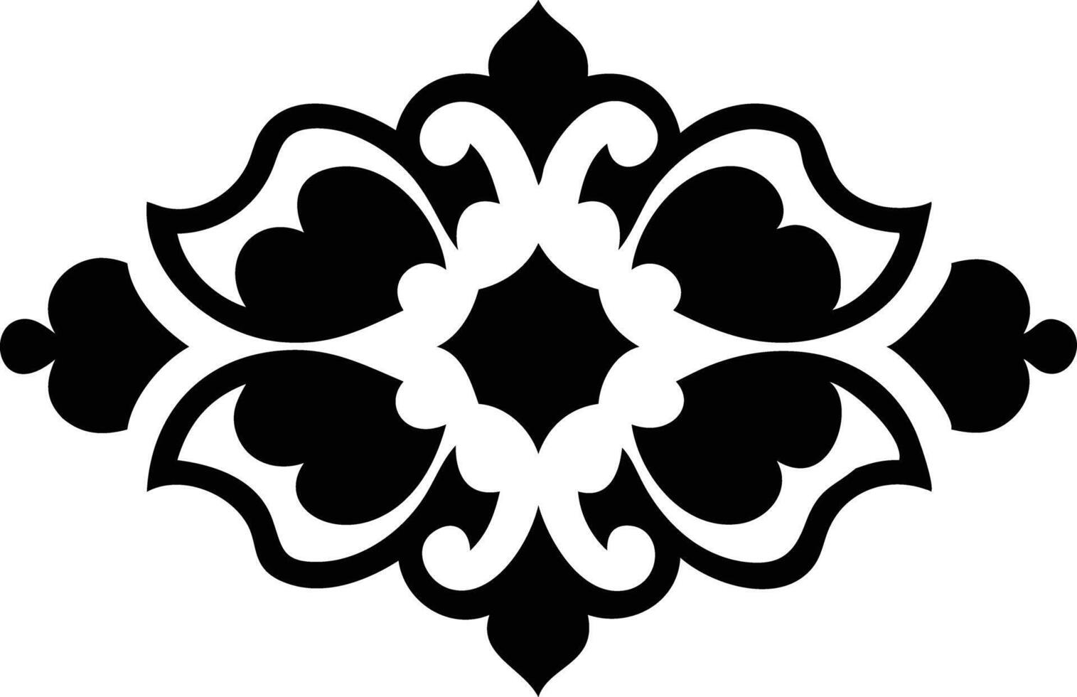Abstract Ornament Design Symmetrical, Floral, Black and White, Isolated vector