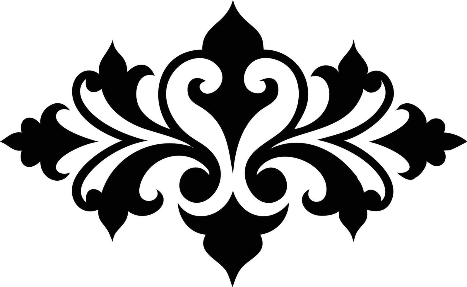 Black Floral Ornate Scroll Design Element Isolated on a White Background vector