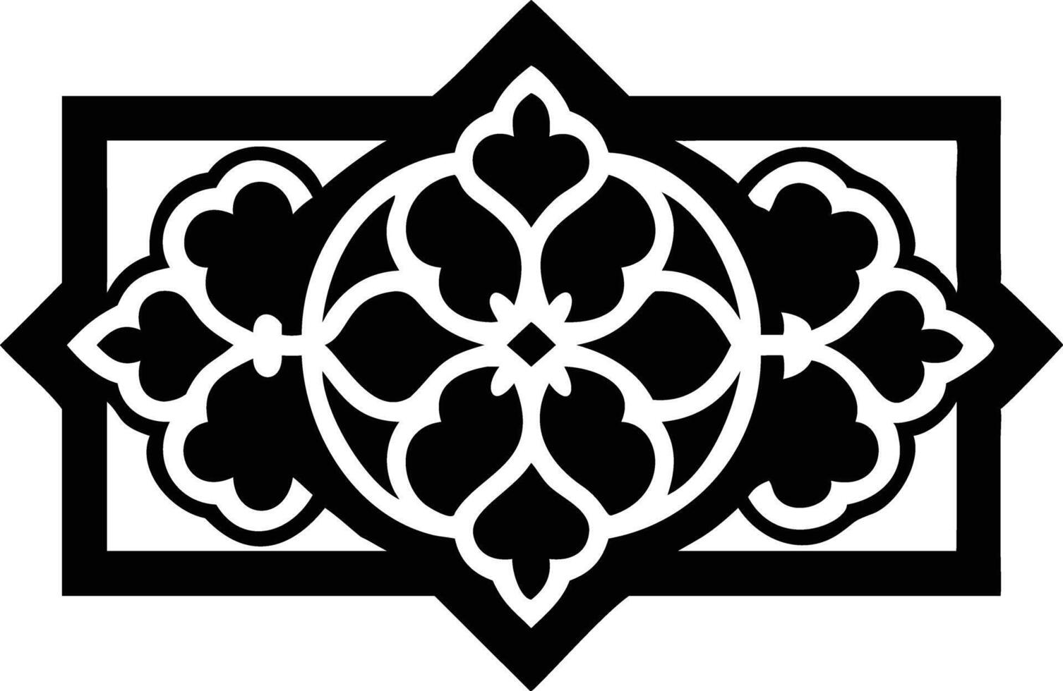 Floral Lace Pattern, Geometric Design, Black Intricate Ornament, White Background vector