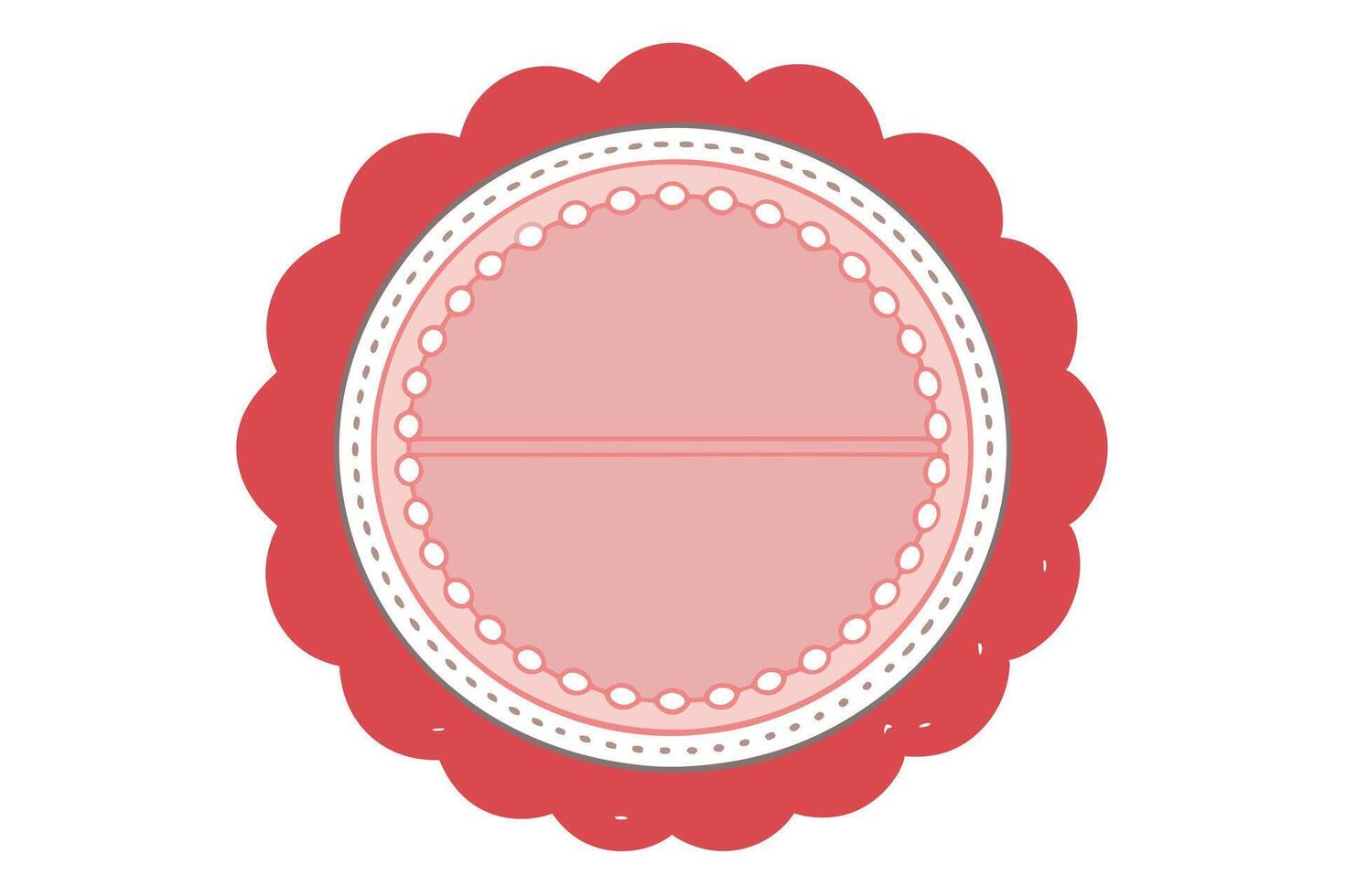 Ornate Scalloped Label Design with Dots, Pink Circle and Blank Space vector