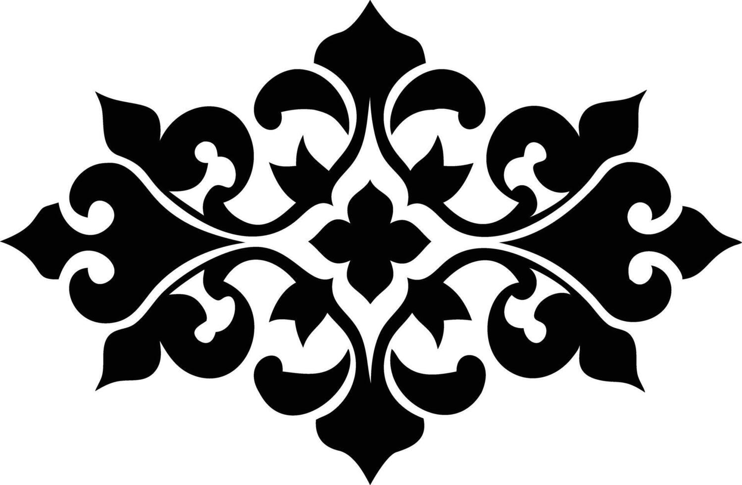 Decorative Black Floral Element Isolated On White, Abstract Ornament Design vector