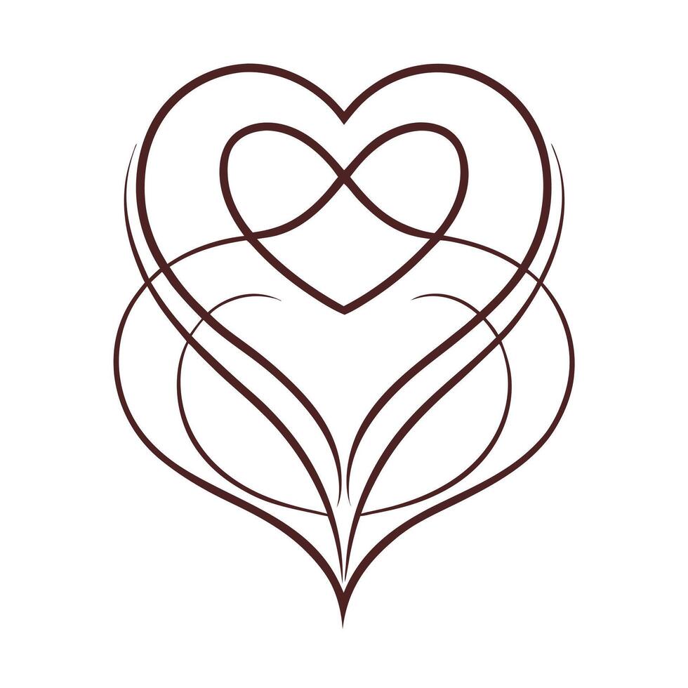 Heart and Infinity Symbol Elegant Outline Design on White Background Isolated vector