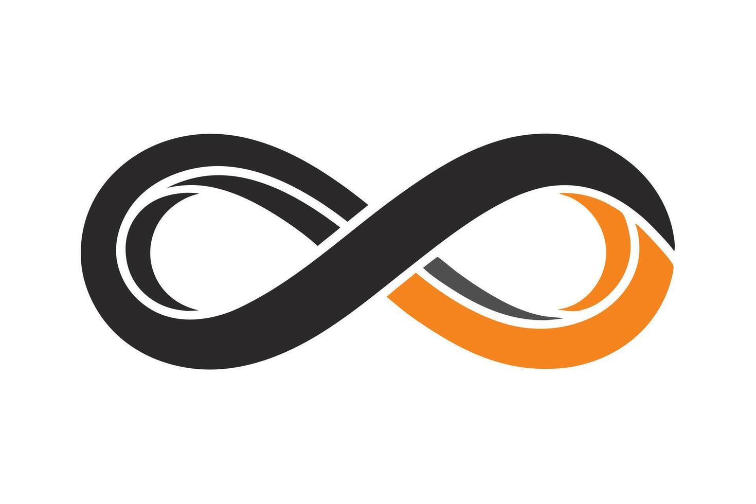 Infinity Symbol in Black and Orange on a White Background Modern vector