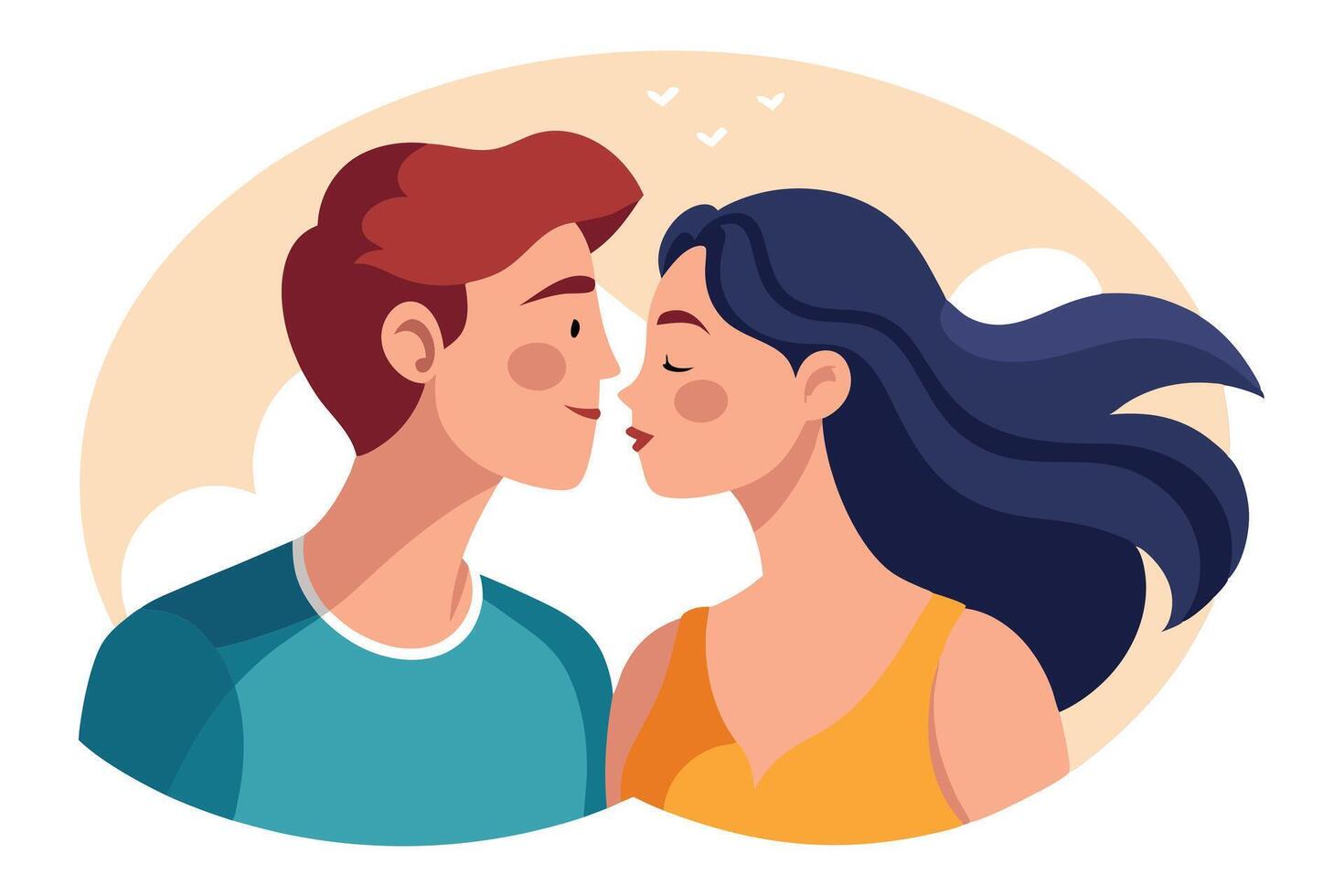 Romantic Couple Kissing Flat Art with Modern Style and Neutral Background vector