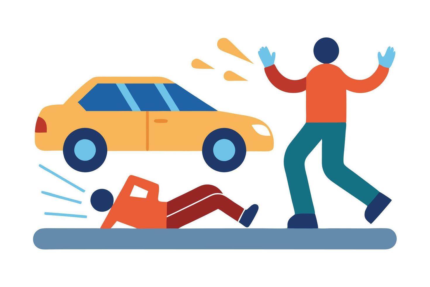 Car Accident Pedestrian Hit, Witnessed, with Stylized Vehicle Design vector