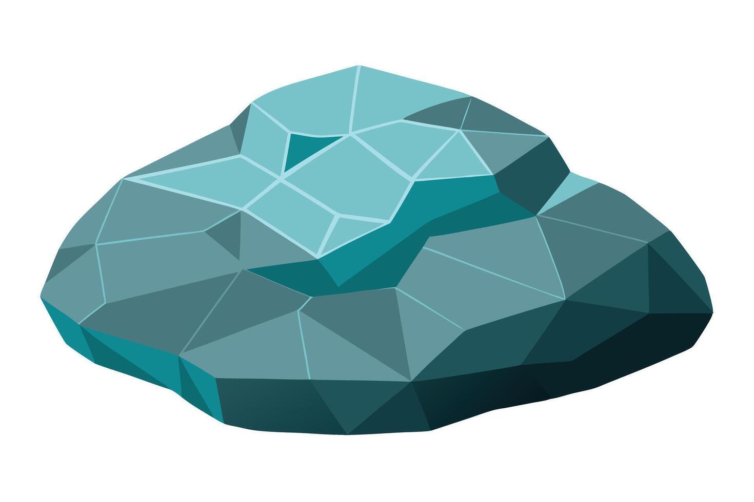 Detailed Teal Rock Formation Isometric Design Isolated on White vector