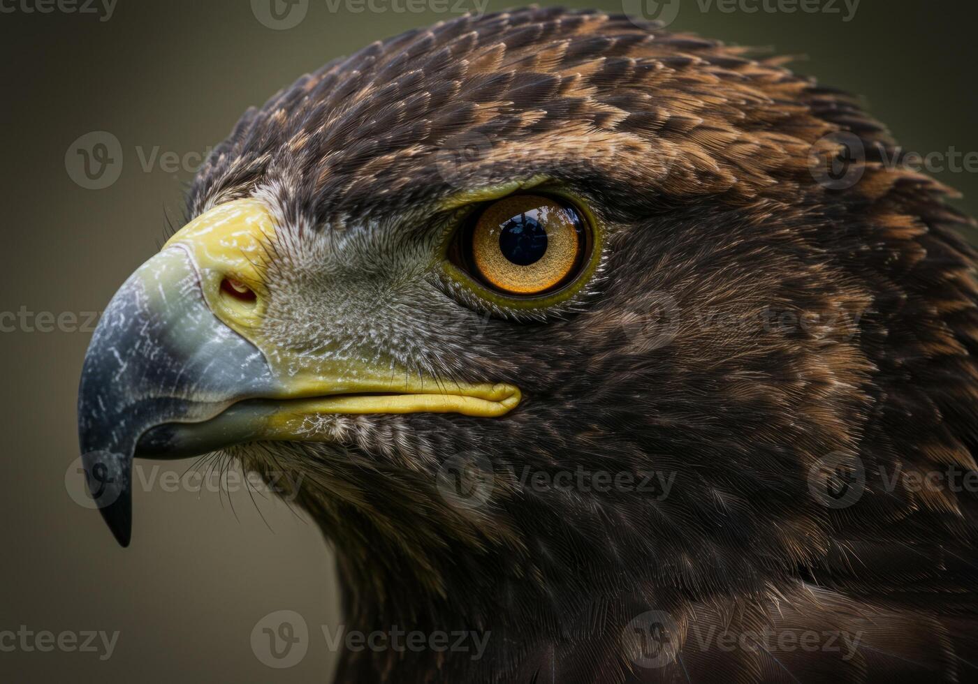Close Up Portrait of Powerful Golden Eagle with Sharp Beak and Eye photo