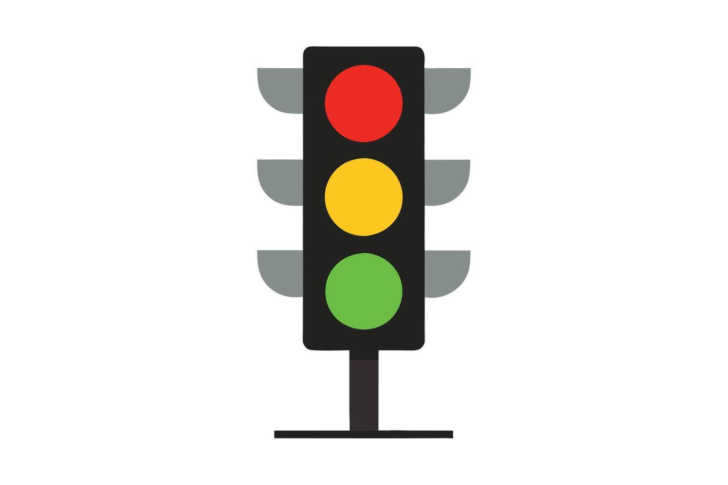 Cartoon Traffic Light with Red Yellow and Green Signals on White Background vector