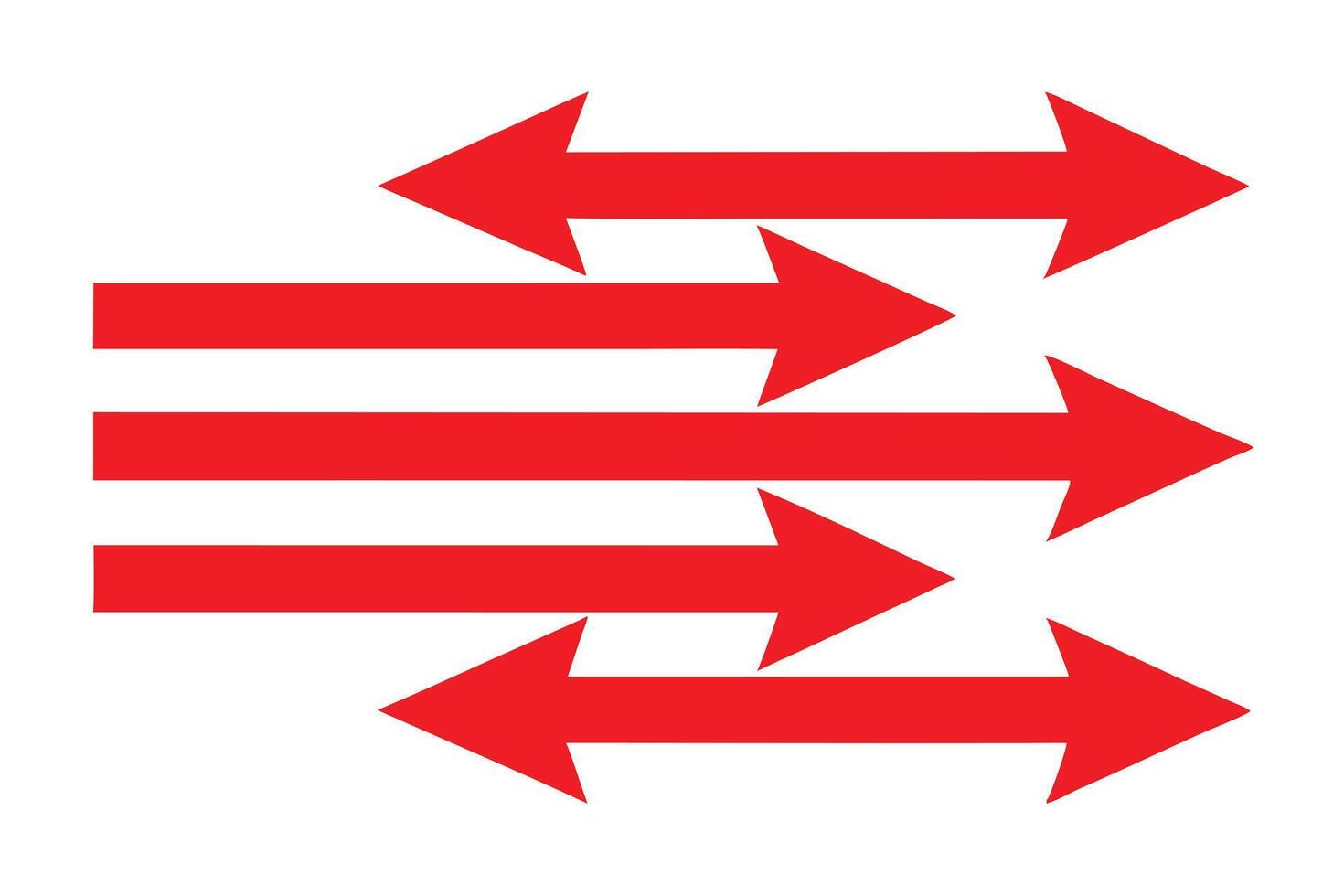 Red Arrows Pointing Right And Left On White Background vector