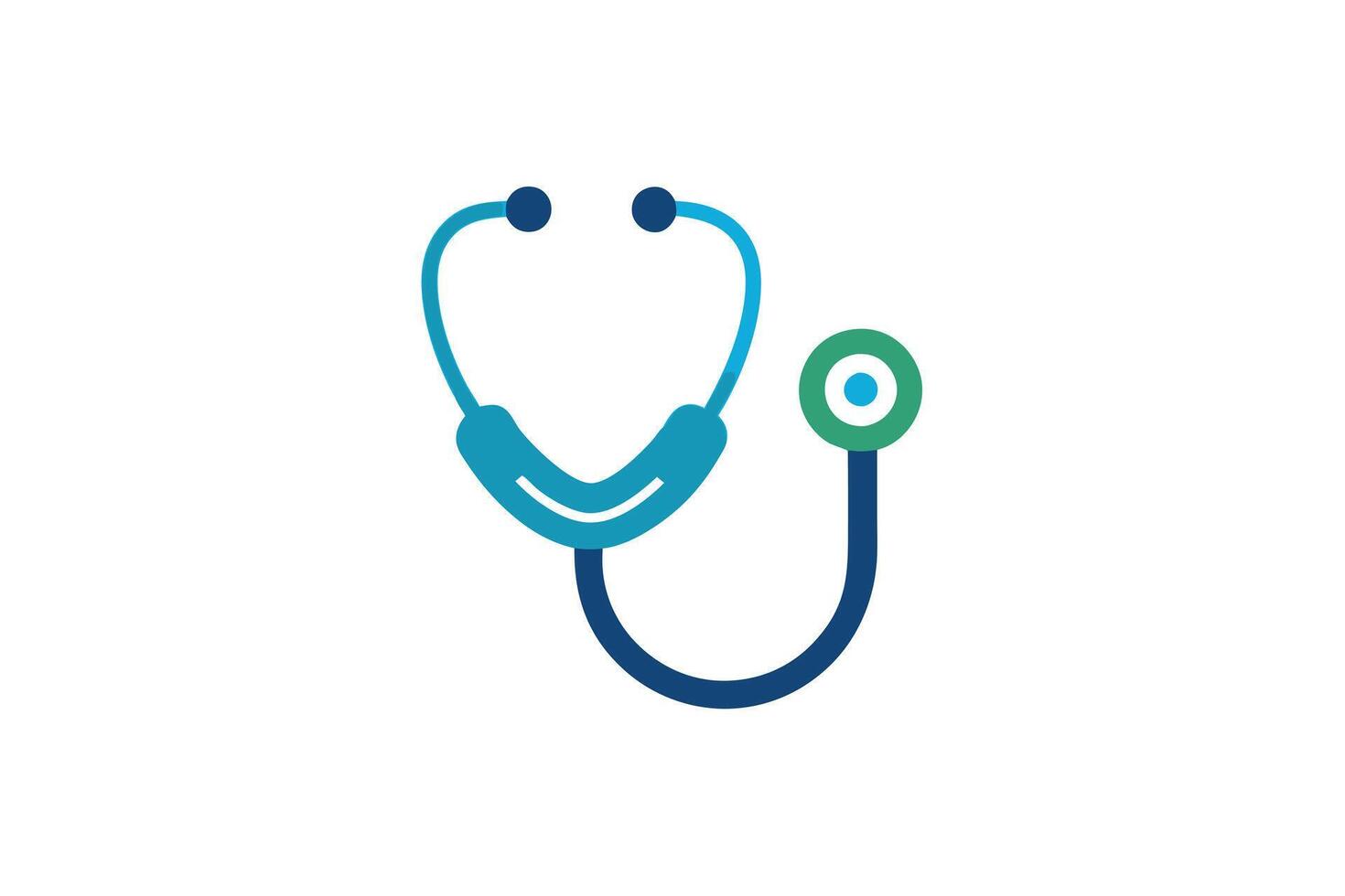 Flat Design Style Stethoscope Icon With Green Accents on White Background vector
