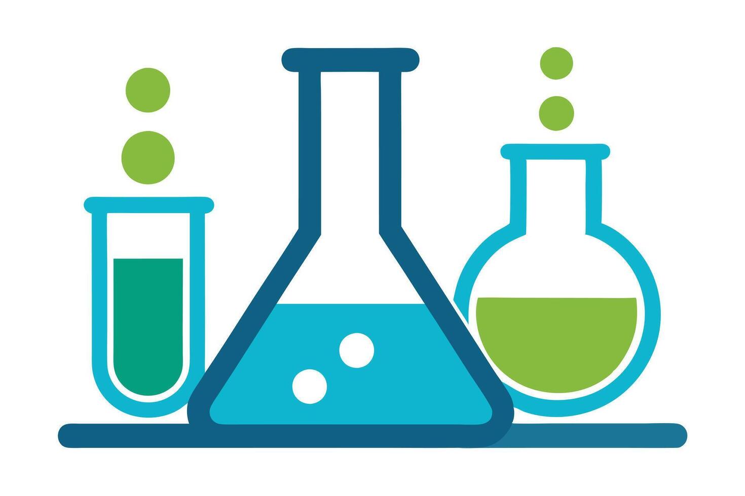 Three Laboratory Glass Beakers With Bubbles On White Background vector