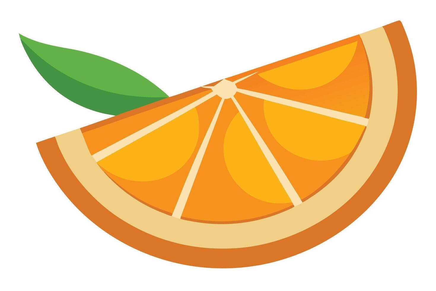 Isolated Orange Slice with Green Leaf on White Background vector