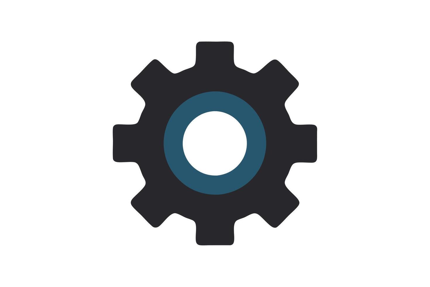 Gear with Blue Circle on a White Background, Machine Part Icon vector