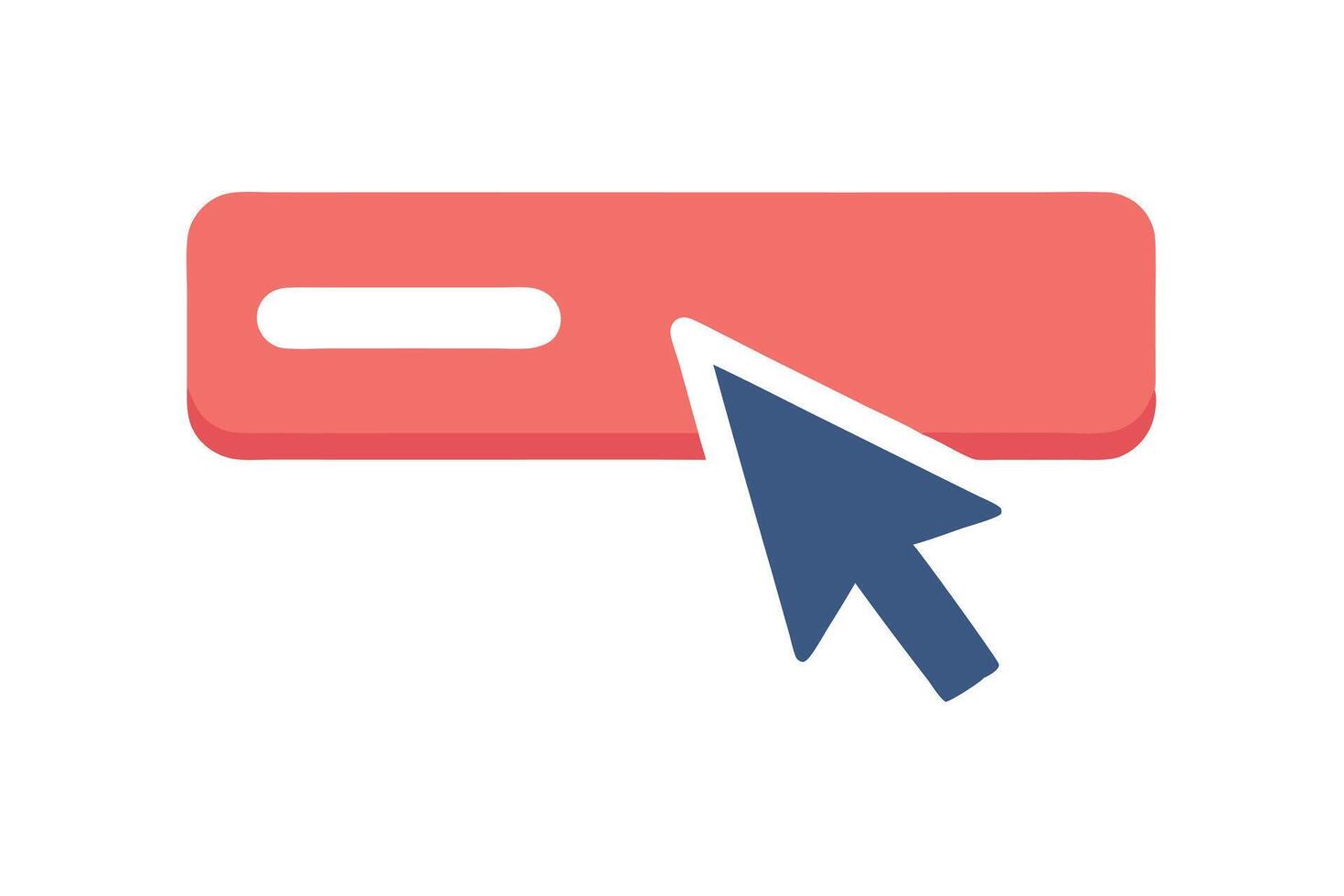 Rectangular Button and Blue Arrow Cursor Isolated on White Background Icon Design vector