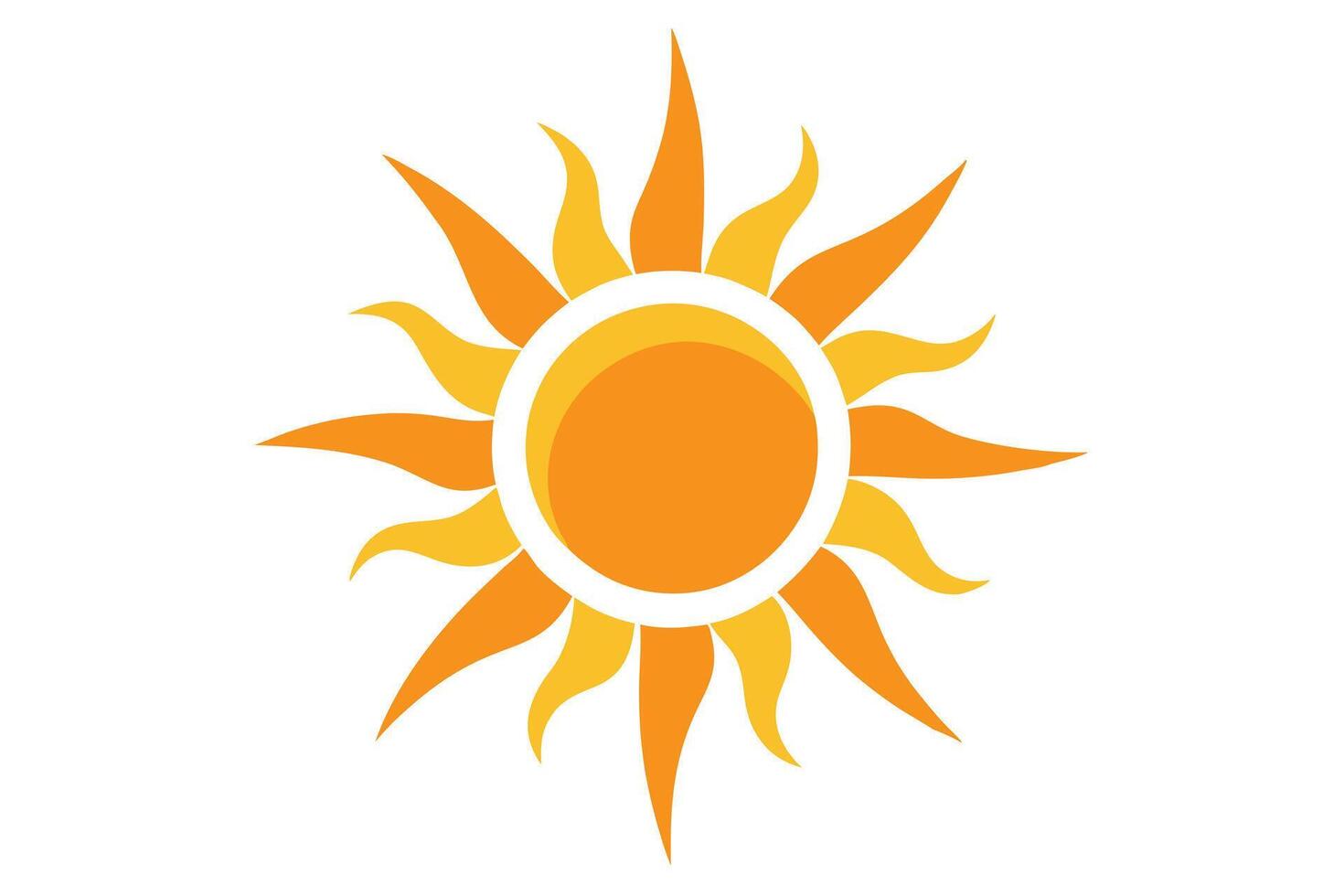 Decorative Sun Design with Rays in Orange and Yellow Isolated on White vector