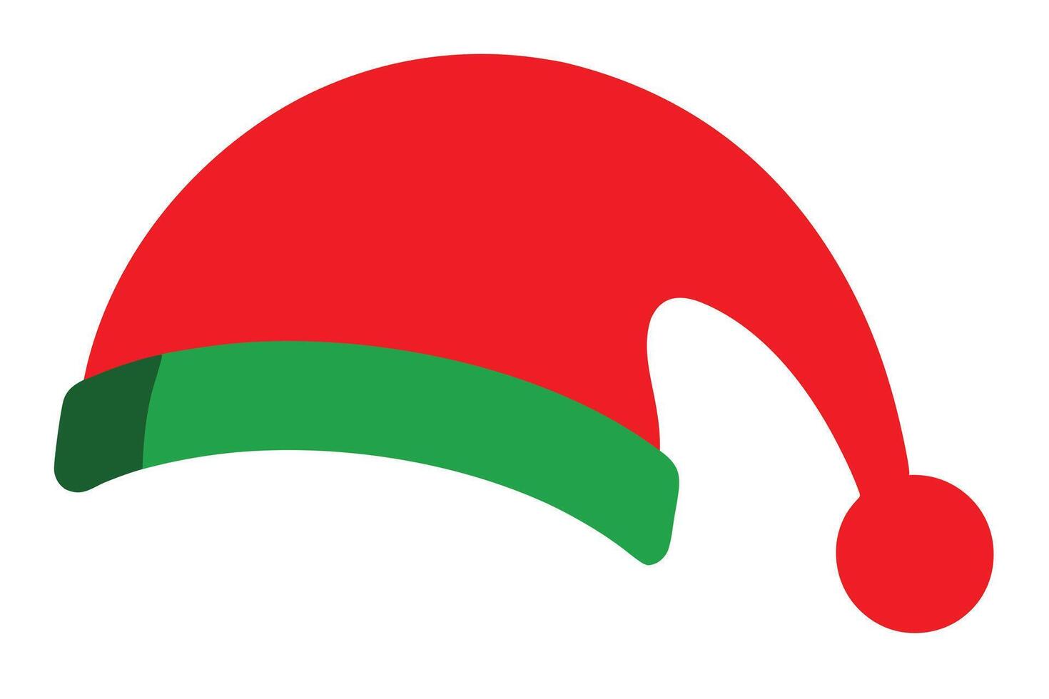 Festive Red Hat with Green Trim, Holiday Icon on a White Background vector