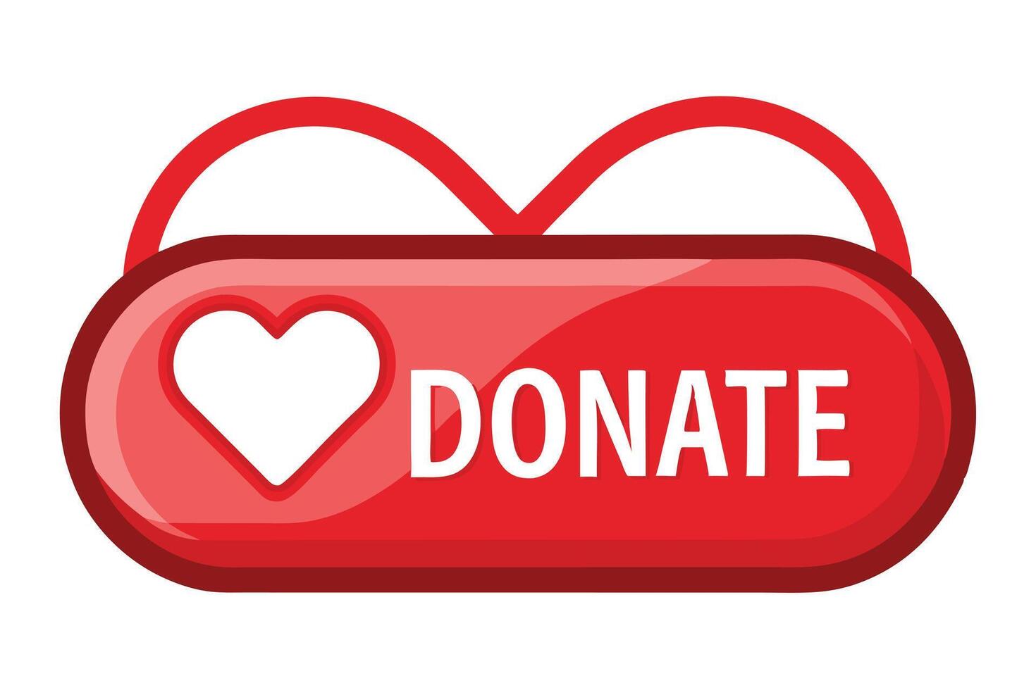 Red Donate Button with Heart Icon and White Text on Isolated White Background vector