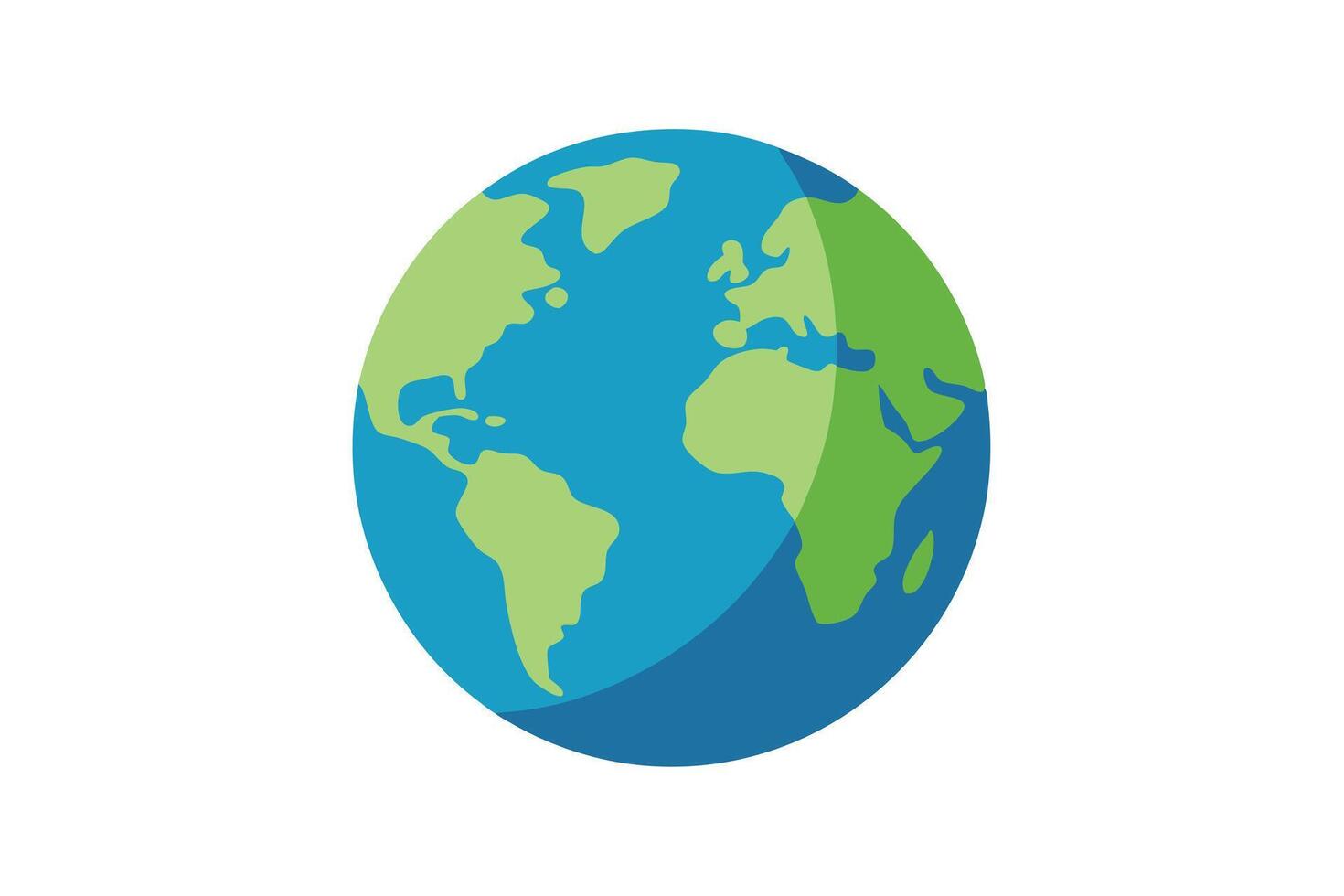 Earth Globe Icon Flat Design Style Featuring Continents and Blue Oceans on White vector