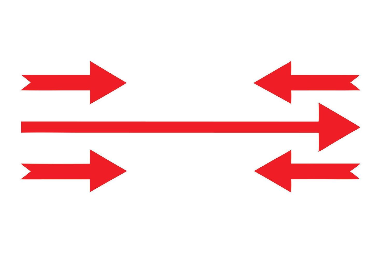 Red Arrow Direction Set on White Background Right, Left, Up and Down vector