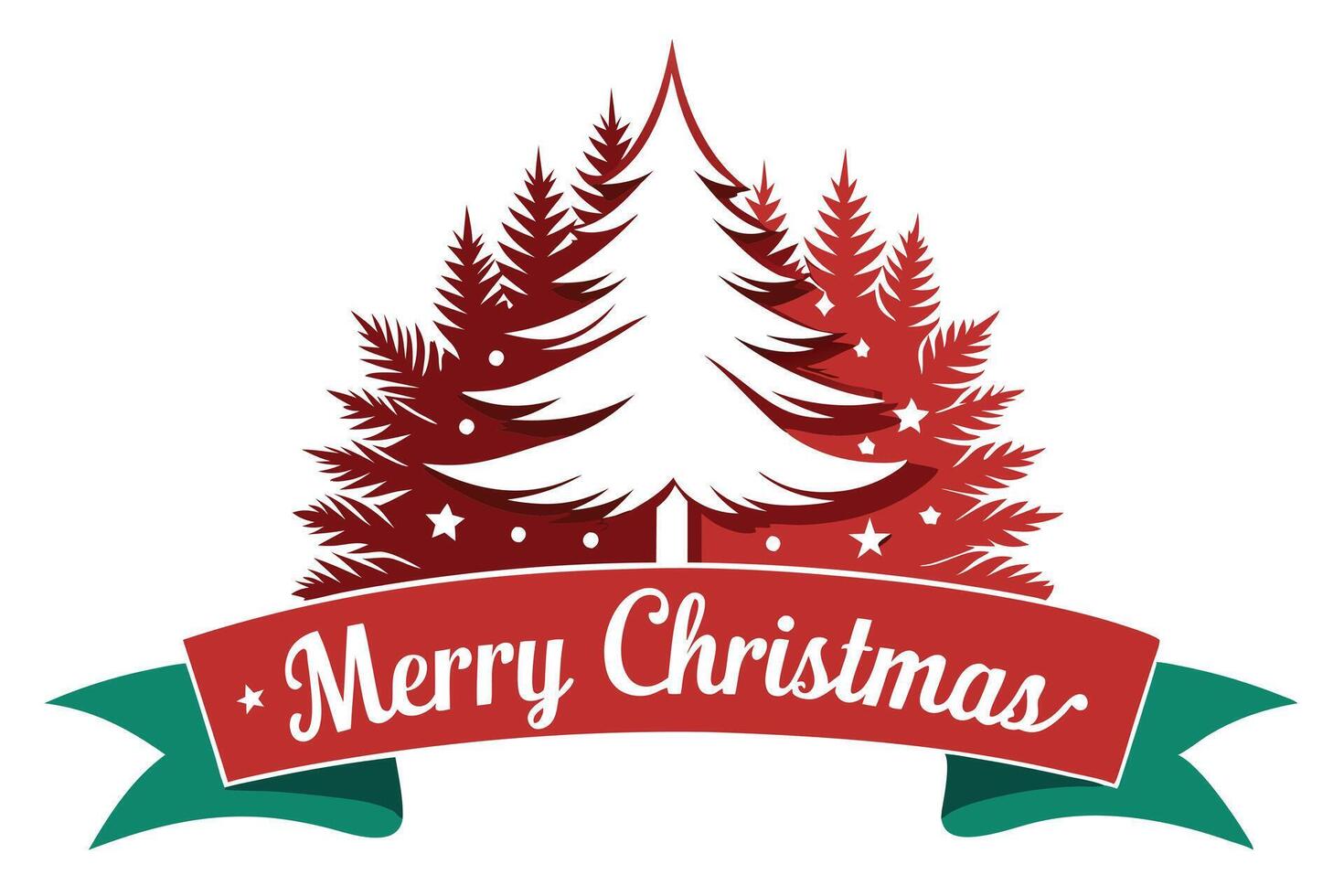 Christmas Tree with Merry Christmas Ribbon Holiday Design vector