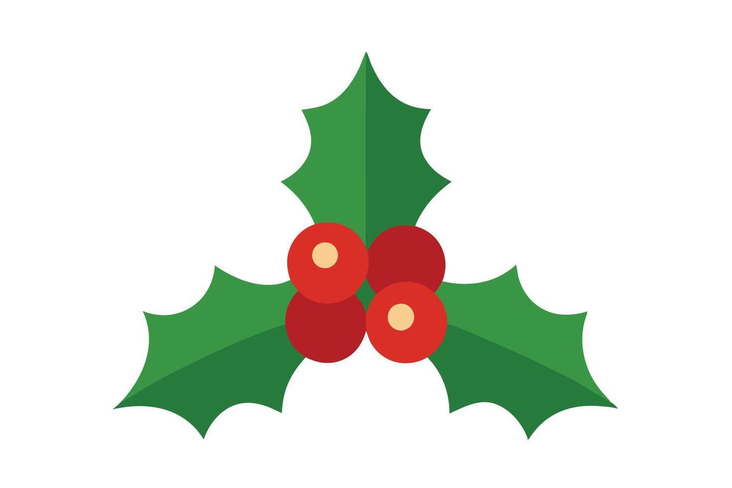 Holly Berries and Leaves with Christmas Elements on White Background vector