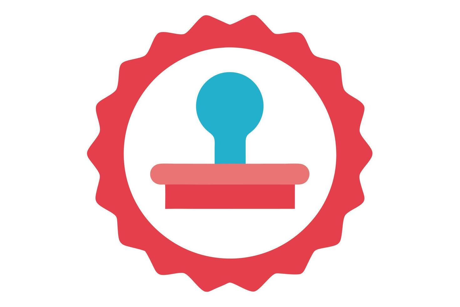 Stamp Icon Graphic, Blue Rubber, Red Seal Border on White Background vector