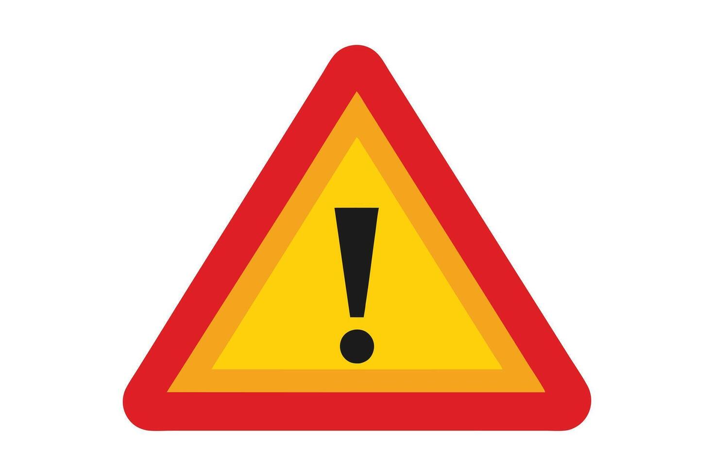 Alert Triangle Sign Red Border Yellow Center with Exclamation Point on White vector