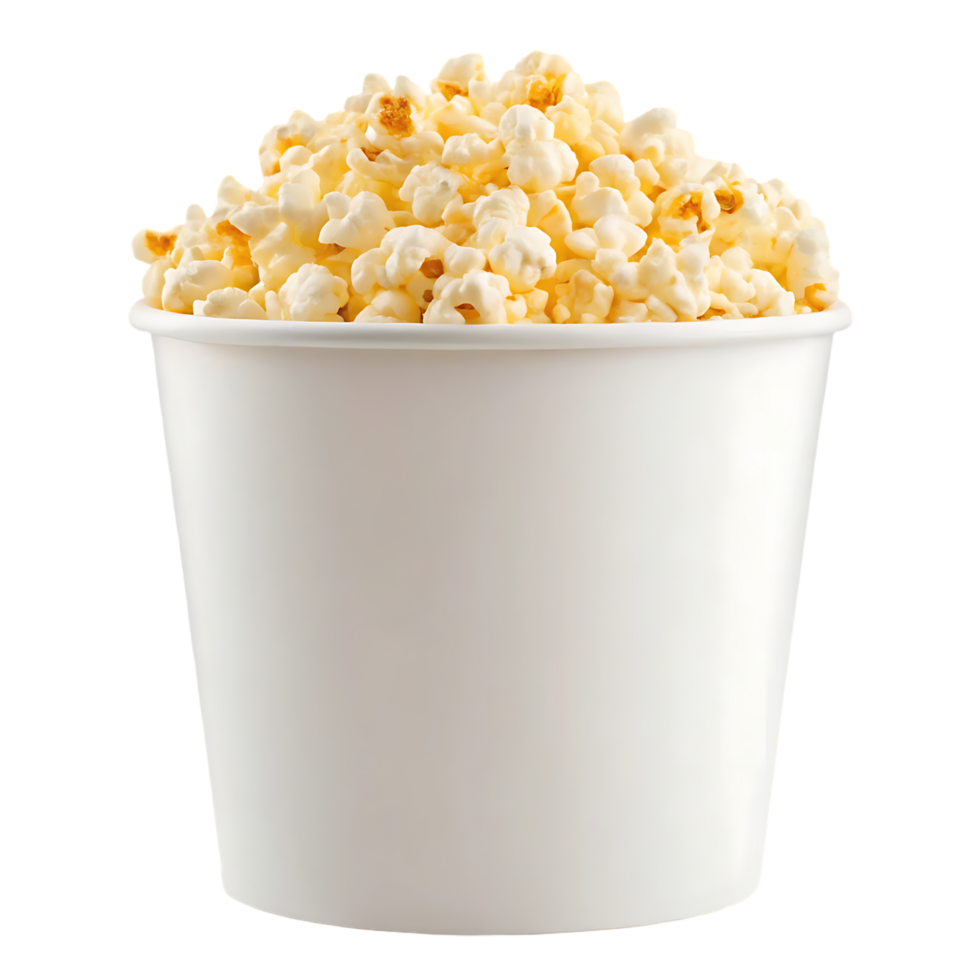 A large bucket of freshly popped popcorn. png