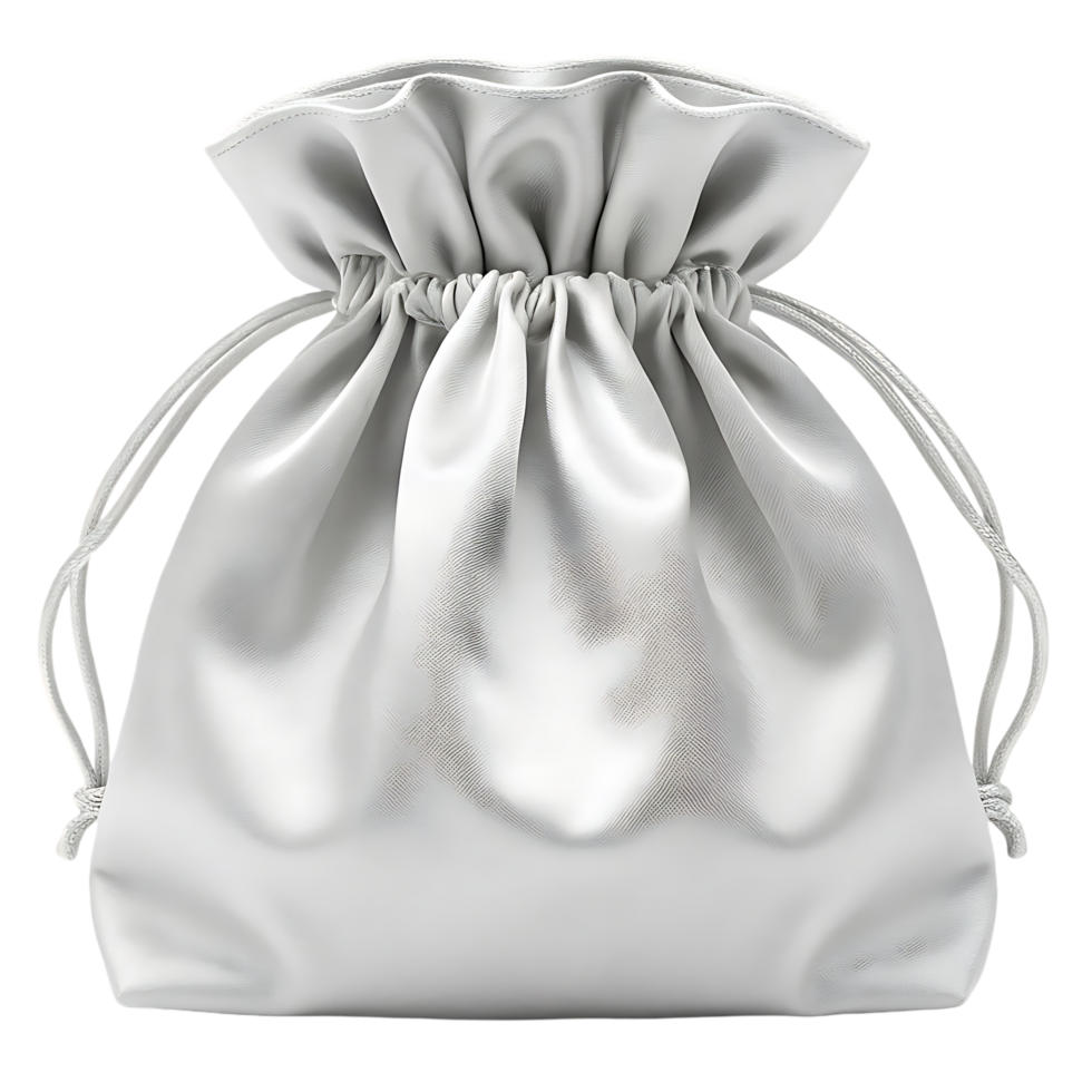 Blank white satin drawstring bag mockup. Perfect for branding and design presentations. png