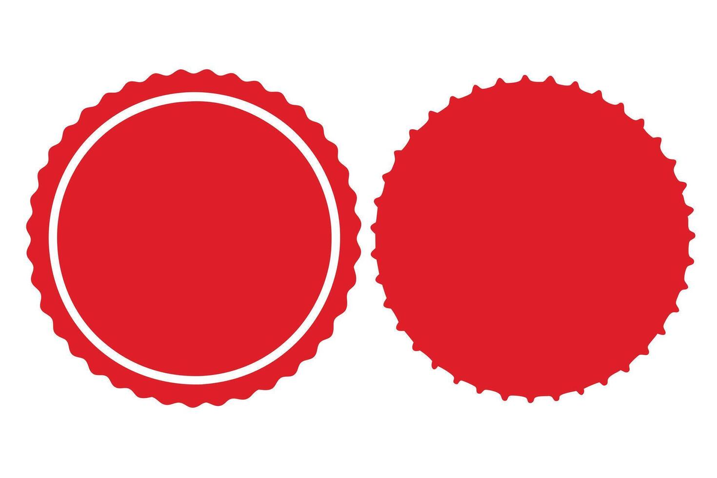 Red Circle Seal Shapes with Scalloped Edges Set on White Background Decoration vector