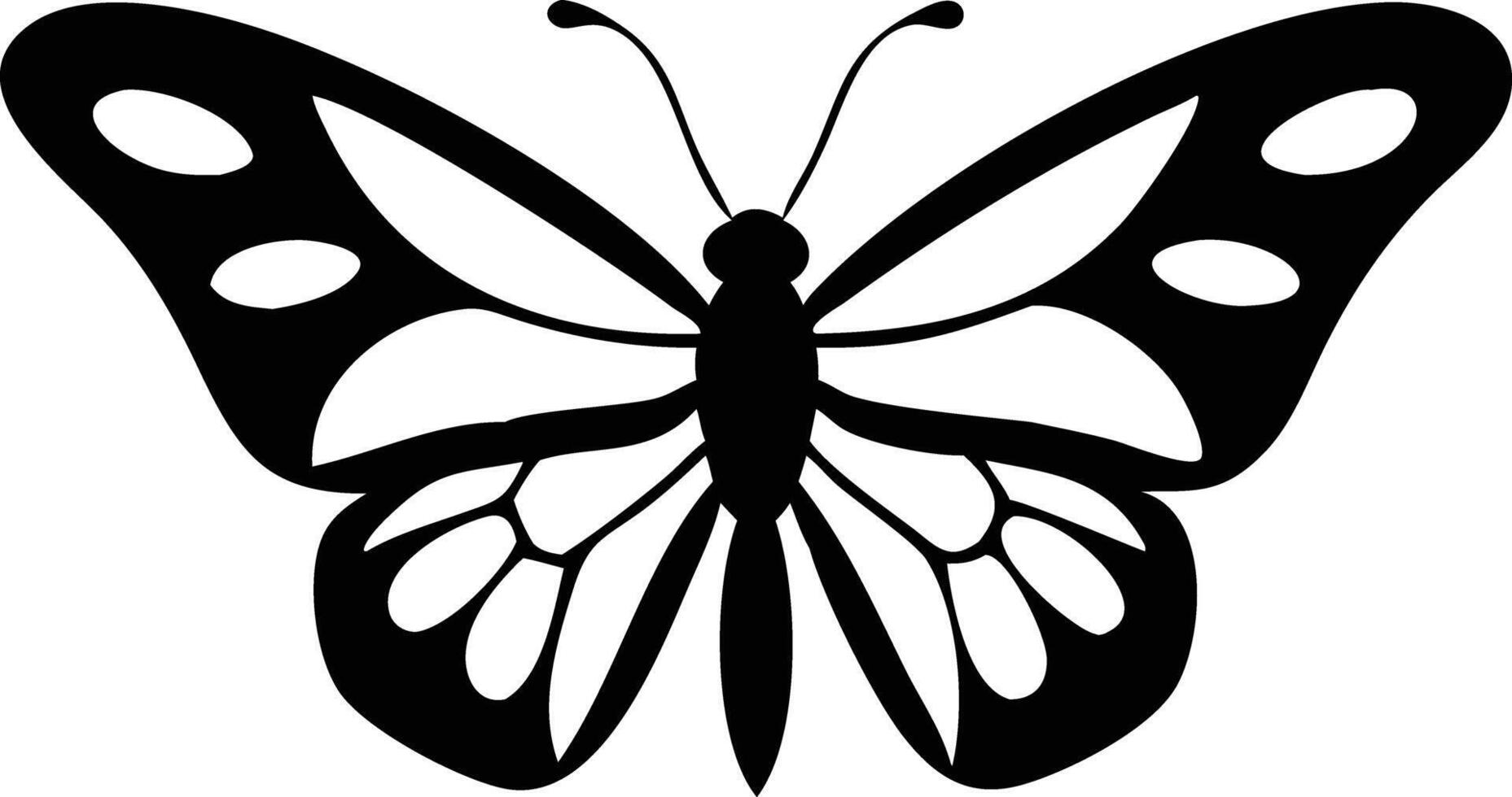 Detailed Butterfly Silhouette with Intricate Wing Patterns on a White Backdrop vector