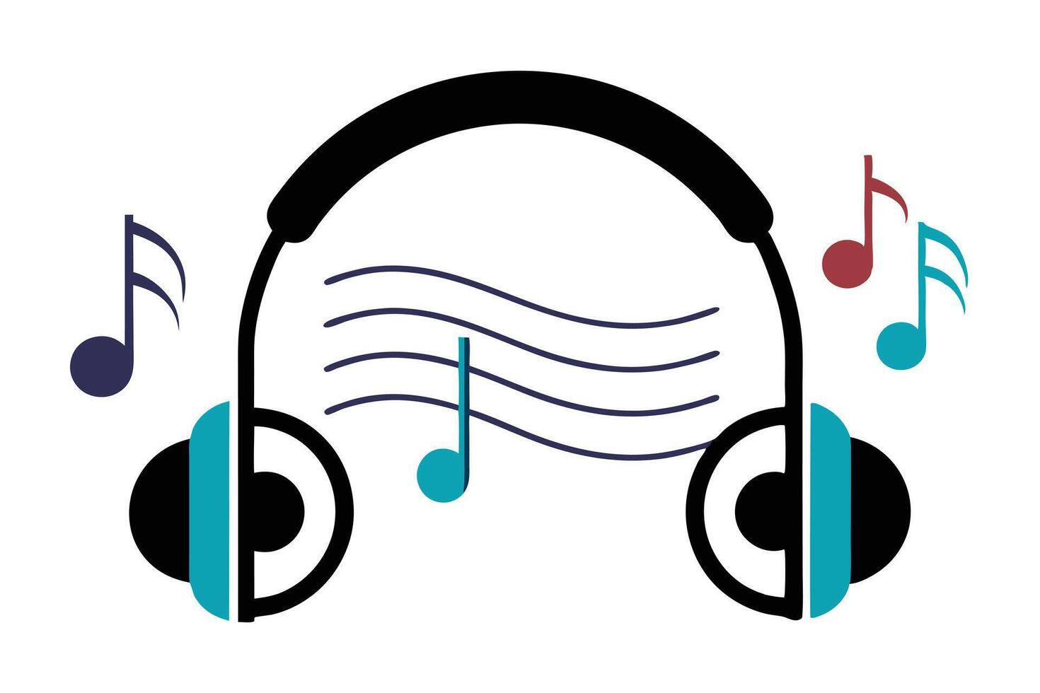 Headphone with Music Notes Design Isolated on White Background vector