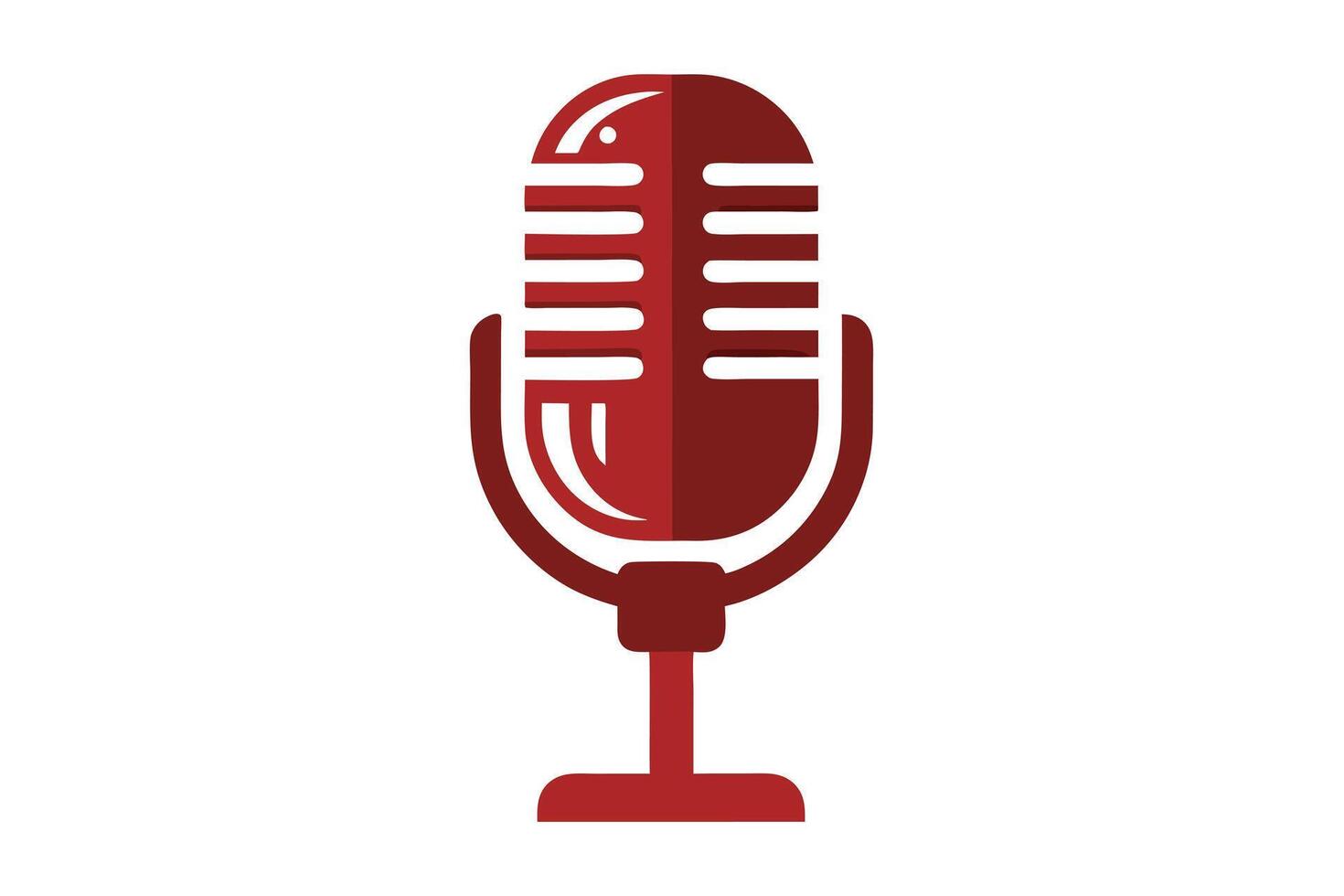 Stylish Red Microphone Icon Isolated on White Background in Flat Design vector