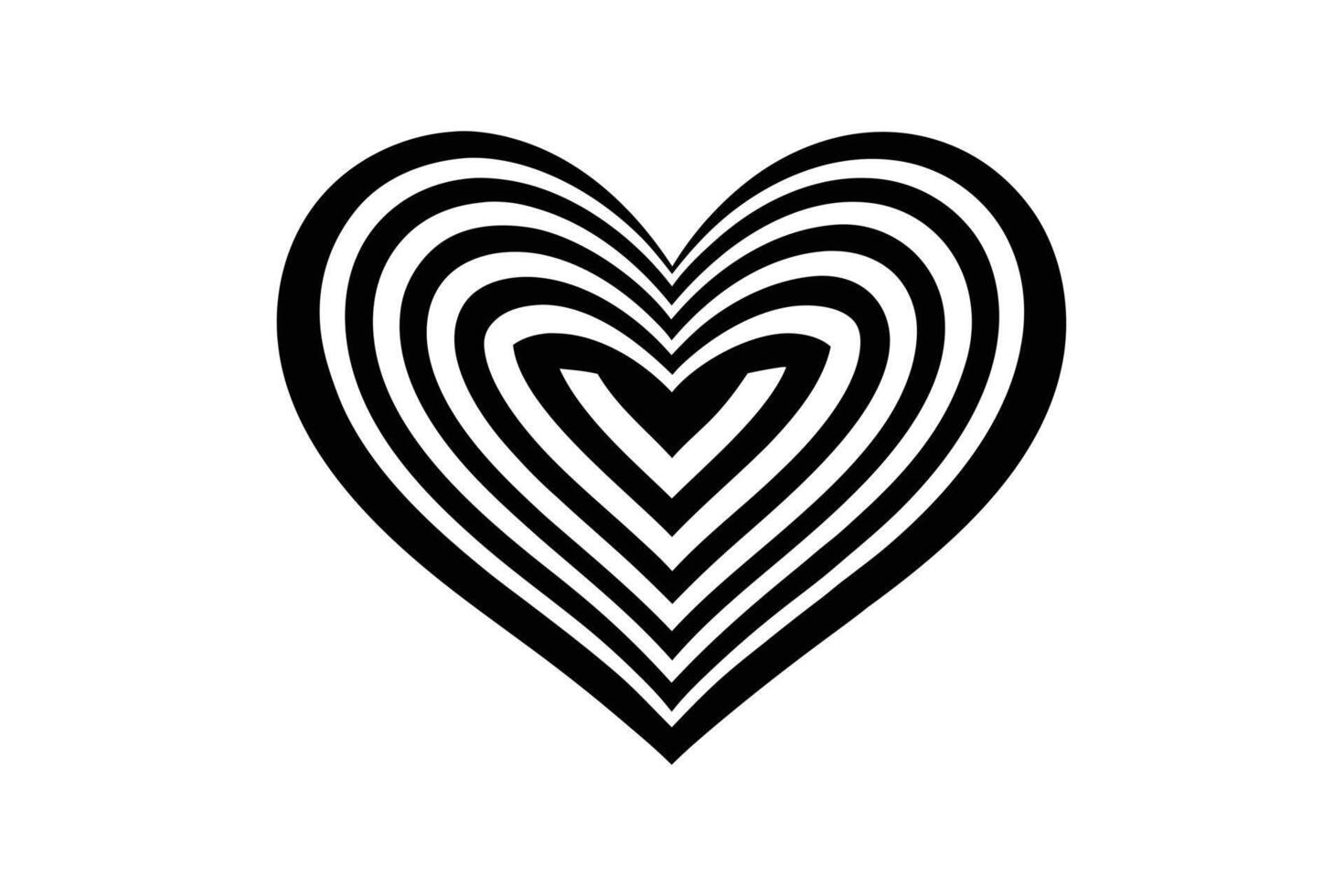 Striped Heart Shape on Transparent Background Abstract Minimalist Design vector