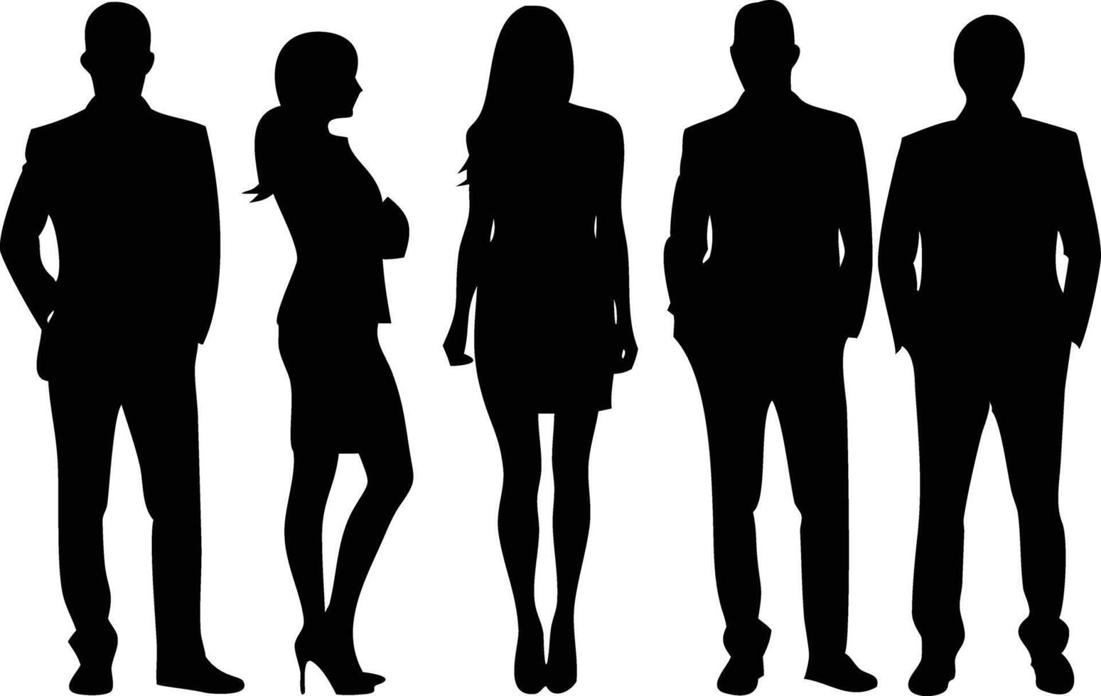 Diverse Business Team Silhouettes Standing Together on White Background vector