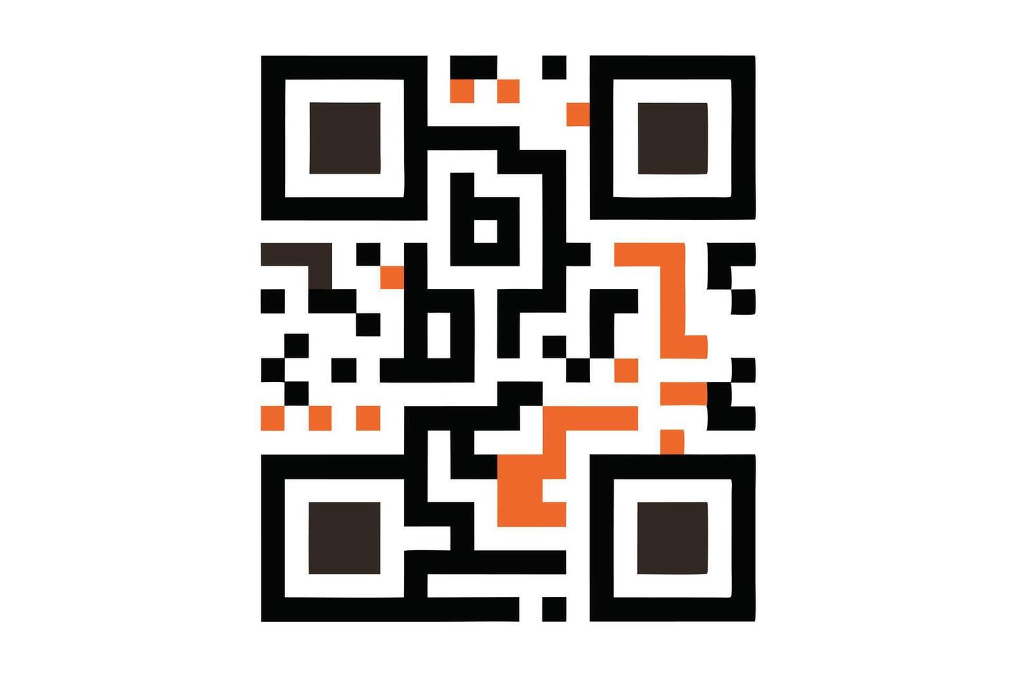 Orange Black Square QR Code Digital Abstract Isolated on White Background vector