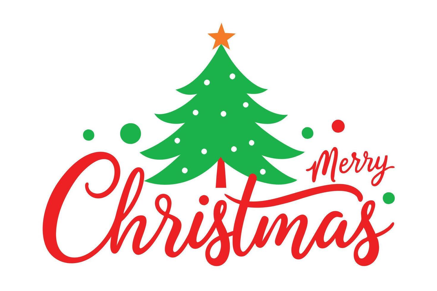 Stylized Christmas Text with Fir Tree and Star Accent on a White Background vector