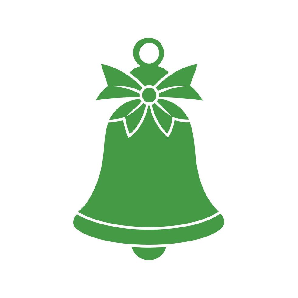 Green Christmas Bell Design with Bow Knot Isolated on a White Background vector