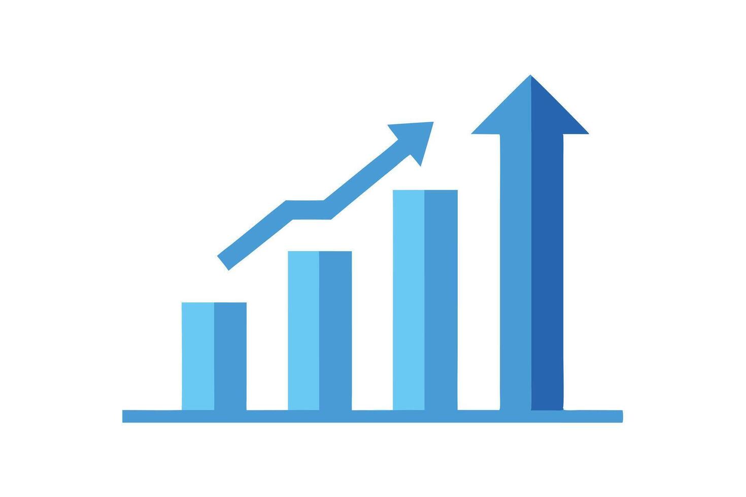 Blue Growth Chart with Upward Arrow, Business Growth, Financial Increase Icon vector