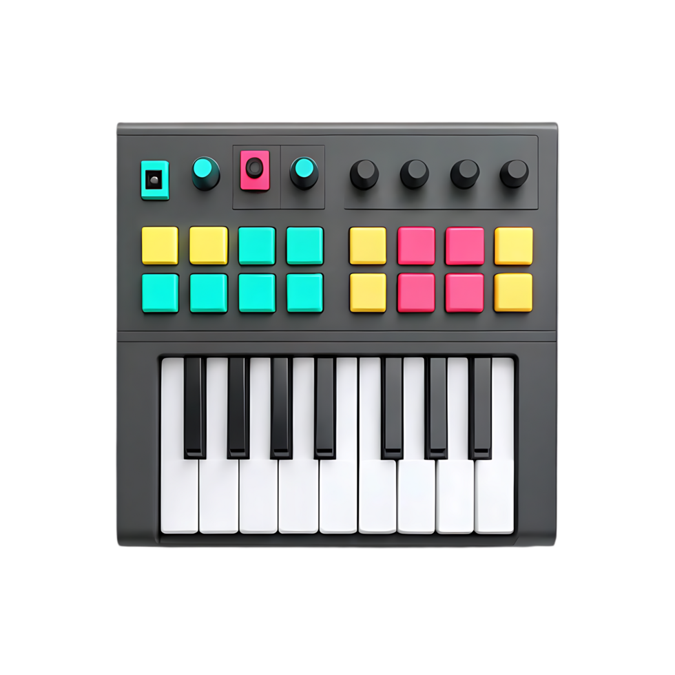 Colorful MIDI keyboard for music production. png