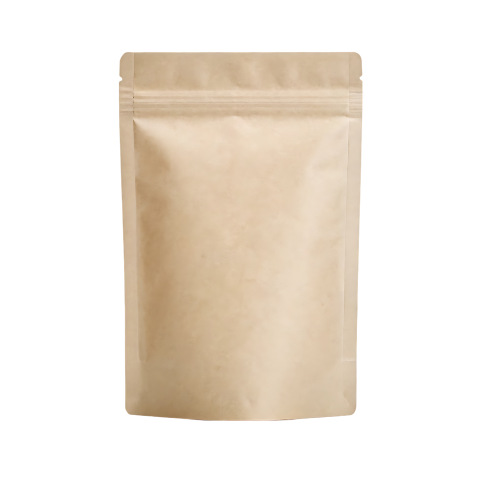 Kraft paper stand up pouch with zipper. png